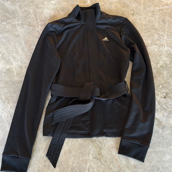 Adidas climalite black zip up belted jacket XS - Picture 4 of 11